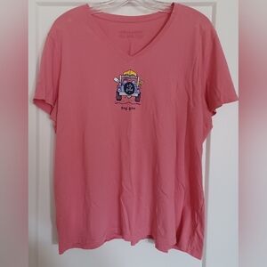 Life Is Good Dog Gone XXL Coral Womans T-shirt. Cotton *See Below Re: Flaws